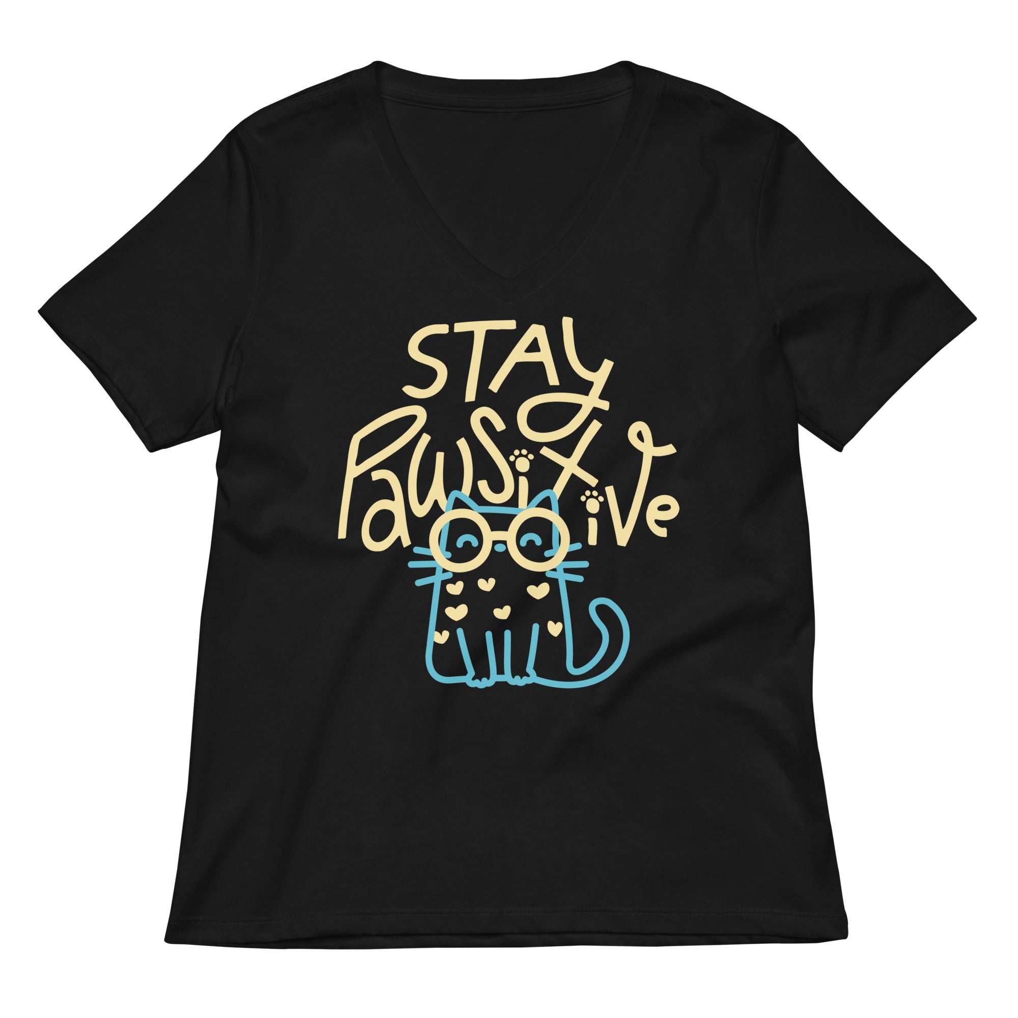 Stay Pawsitive Women's V-Neck Tee