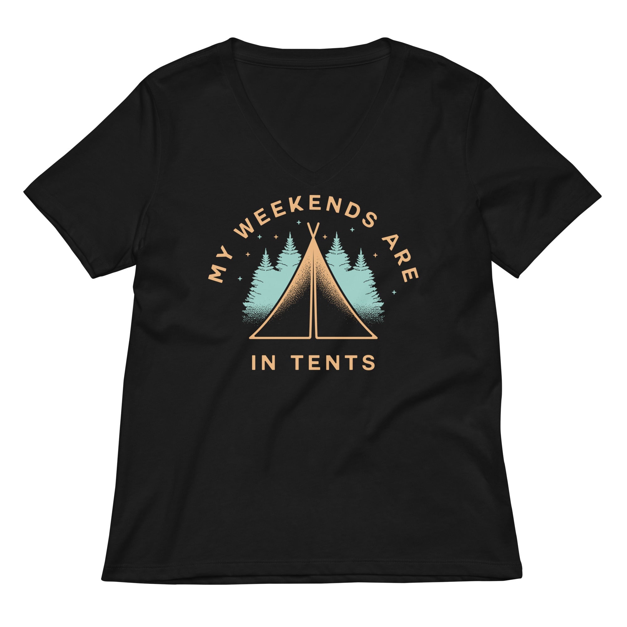 My Weekends Are In Tents Women's V-Neck Tee