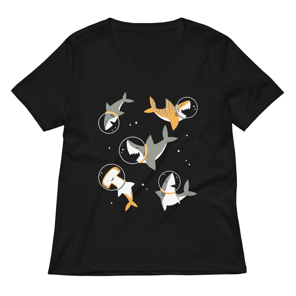 Sharks In Space Women's V-Neck Tee