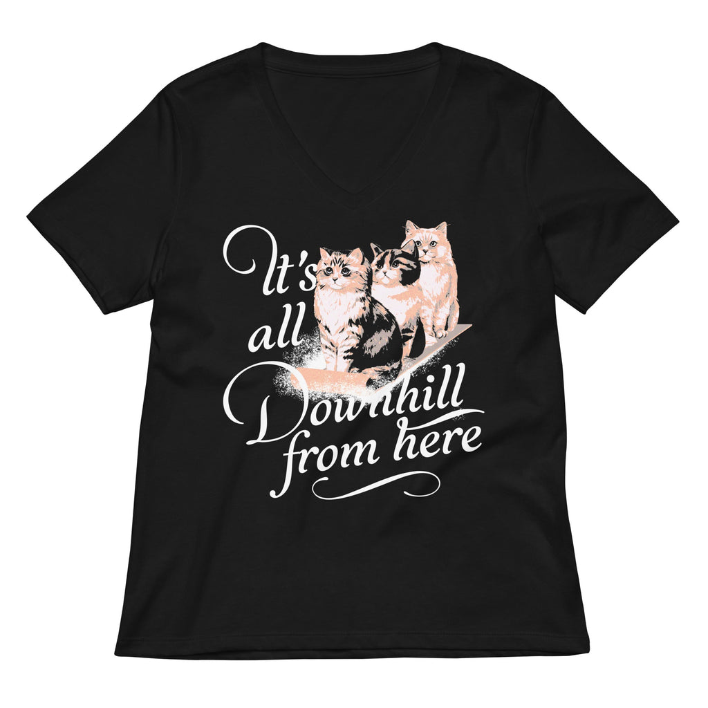It's All Downhill From Here Women's V-Neck Tee