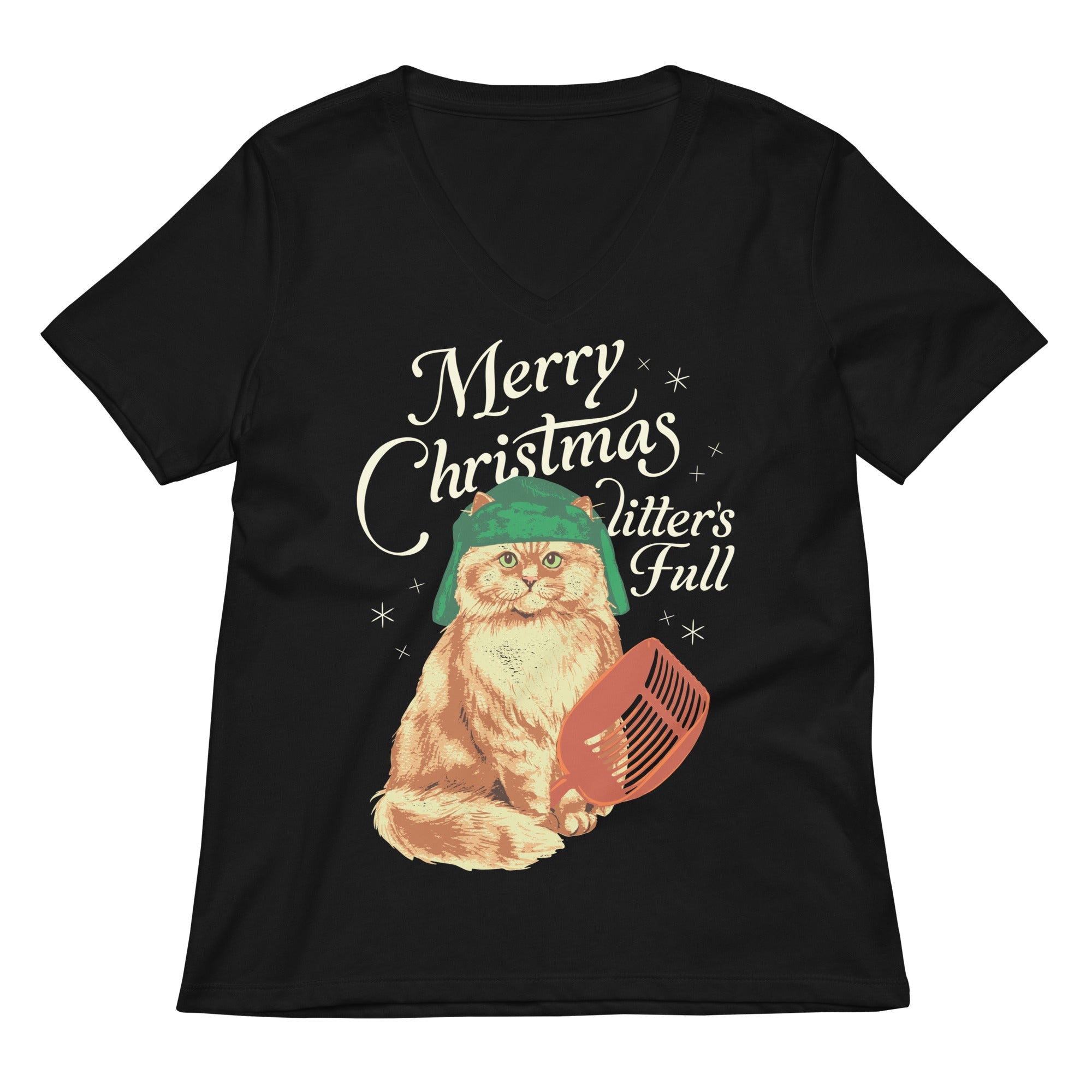 Merry Christmas Litter's Full Women's V-Neck Tee