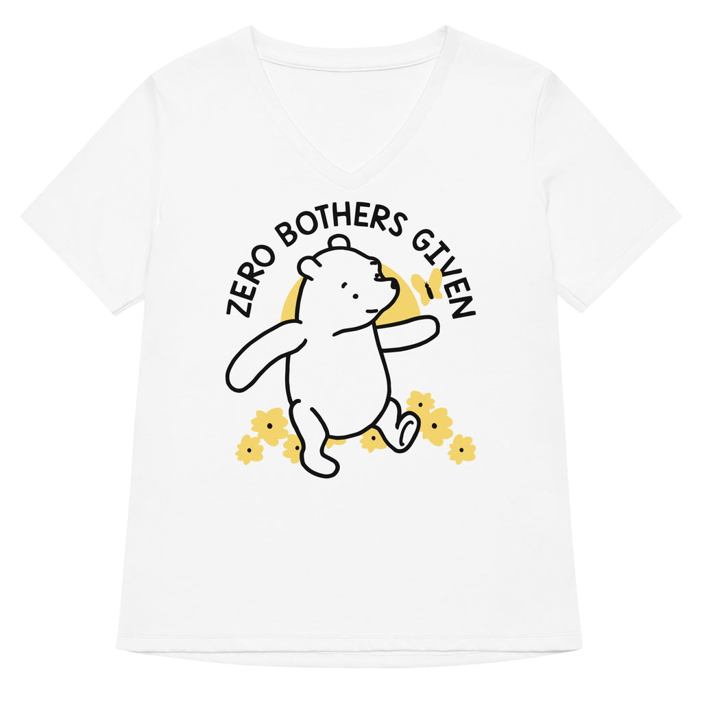 Zero Bothers Given Women's V-Neck Tee