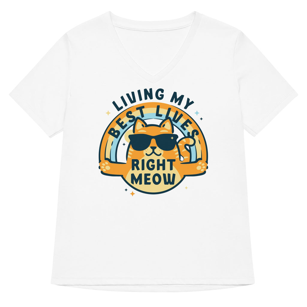 Living My Best Lives Right Meow Women's V-Neck Tee