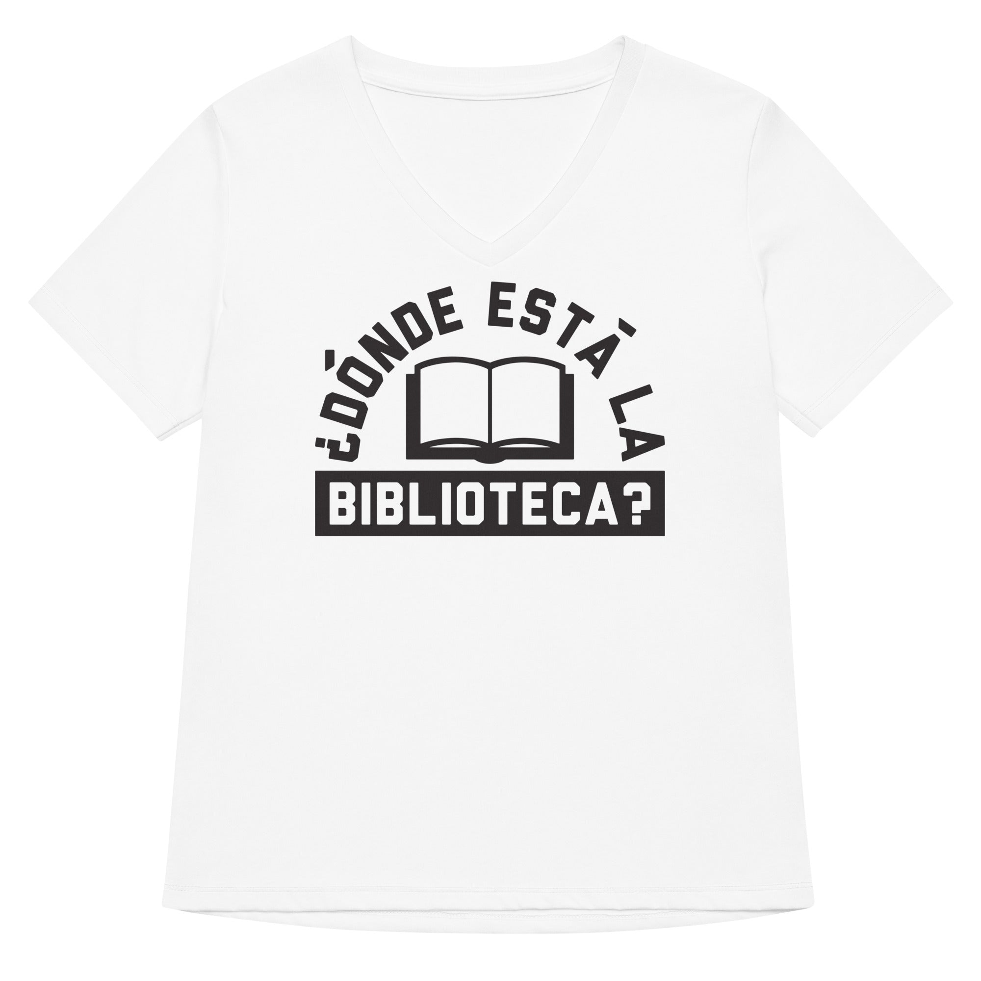 Donde Esta La Biblioteca? Women's V-Neck Tee