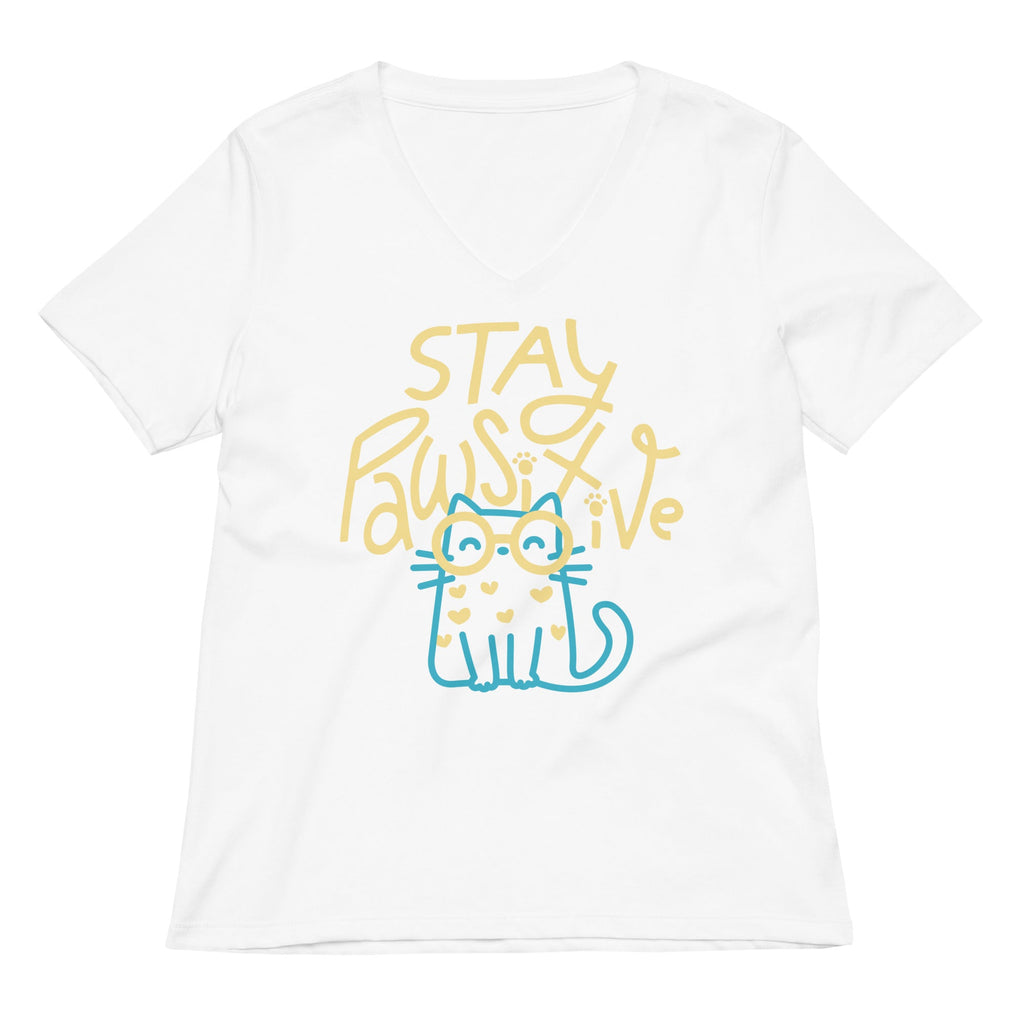 Stay Pawsitive Women's V-Neck Tee