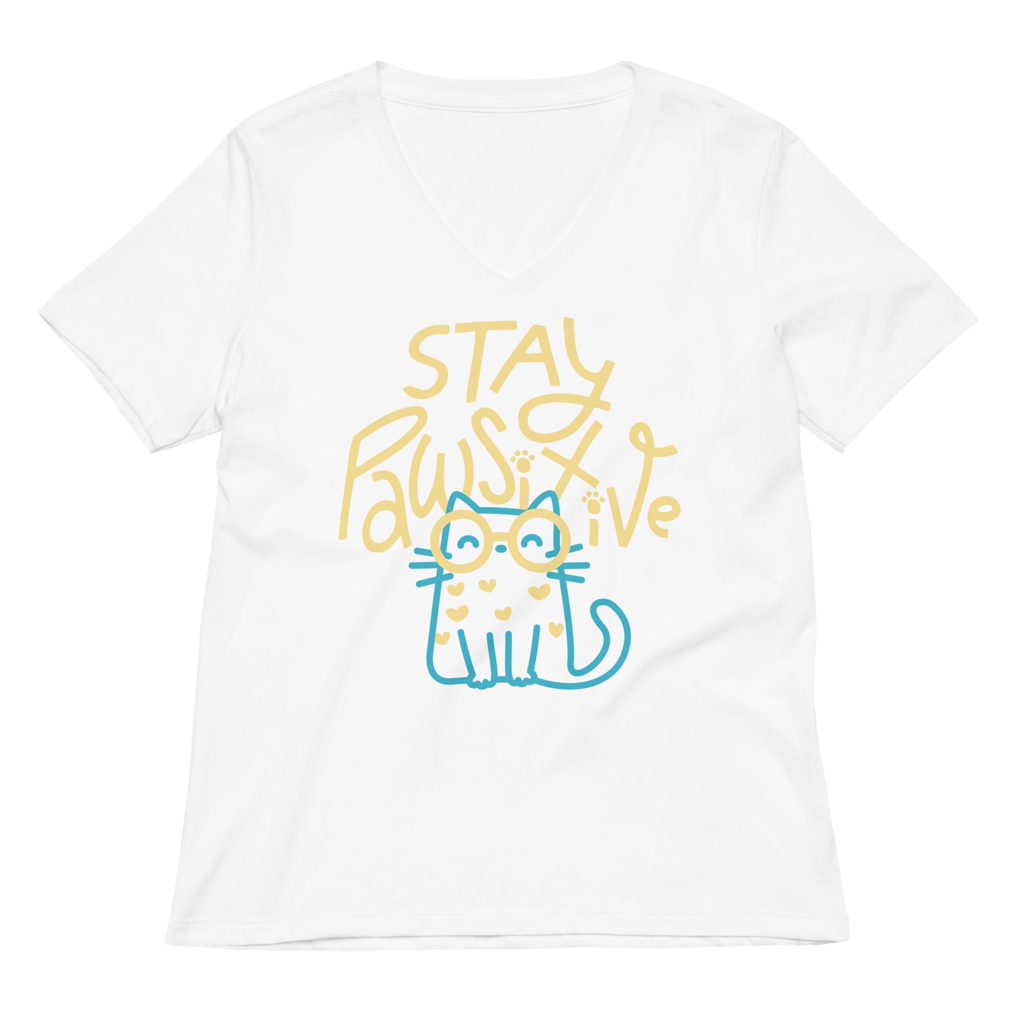 Stay Pawsitive Women's V-Neck Tee