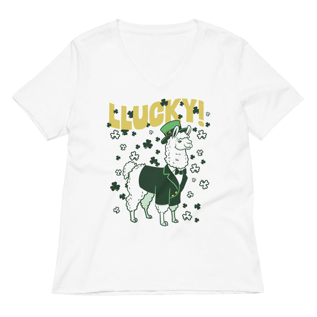 Llucky Llama Women's V-Neck Tee