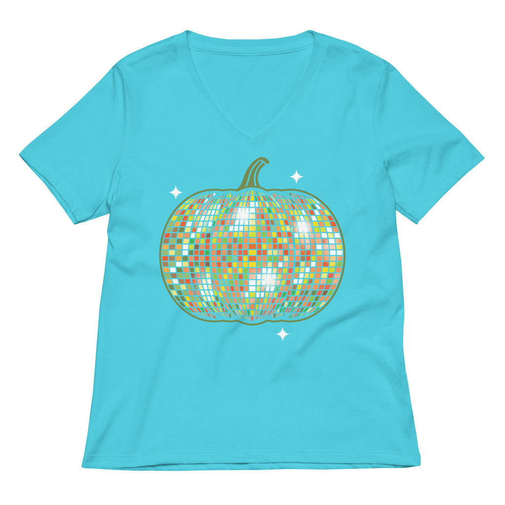 Disco Pumpkin Women's V-Neck Tee